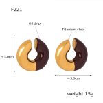 color: F221-Brown Colored Glaze Gold Ear Clip