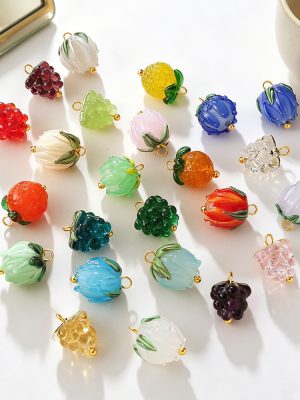 Vigorous Sweet Colorful Grape Flower Glass Pendant All-Match DIY Dopamine Ornament Accessories
