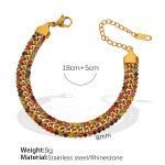 color: SL123CRG Multicolor Rhinestone Gold Bracelet