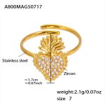 color: A800-Gold Heart Ring / size: US 7