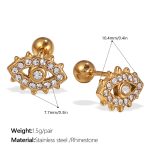 color: EH994WEG White Rhinestone Gold Stud Earrings