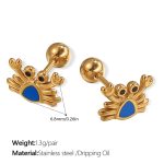 color: EH922BEG Blue Enamel Gold Stud Earrings