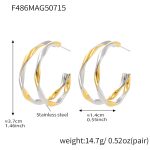 color: F486-Two-tone Gold Earrings