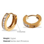 color: EH1107WEG White Rhinestone Gold Hoop Earrings