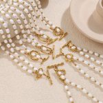 New Stainless Steel Freshwater Pearl OT Buckle Necklace, Bracelet Set Simple 18K Gold Plated
