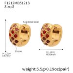 color: F1212-Red Color Zircon Earrings -Small