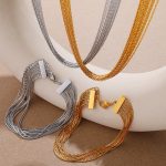 New Multi-Layer Design Bracelet Stainless Steel Plated 18K Gold Light Luxury Necklace Ornament Women