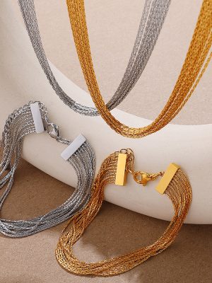 New Multi-Layer Design Bracelet Stainless Steel Plated 18K Gold Light Luxury Necklace Ornament Women