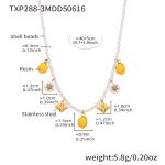 color: TXP288-3 Lemon Pearl Beaded Necklace 40+5cm