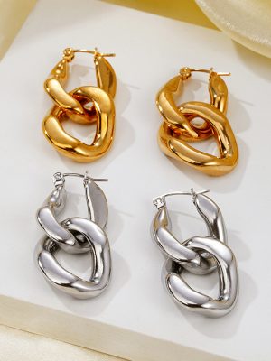 New Style Cold Chain Connecting Shackle Stitching Earrings Earrings Fashionable Fashionmonger Personalized Accessories