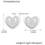color: TXF446-Steel Color Heart Zircon Earrings