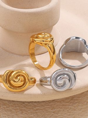 New Light Luxury Temperament Stainless Steel 18K Gold Thread Spinning Ring All-Match Advanced Ornament
