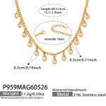 color: P959-White Zircon Gold Necklace 38.5+5cm