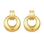 color: Stamped Round Earrings Gold MS-494