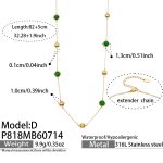 color: P818-D Style Glass Stone Brushed Necklace -82+5cm