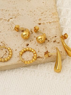 Retro Round Beads Ear Clip Women's Elegant High-End Personality All-Match Simple Bracelet Ear Studs