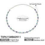 color: TXP615-Blue Zircon Steel Color Necklace -31.5+12cm