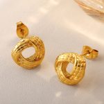 New Chinese Retro Twist Snake Stud Earrings Stainless Steel Asymmetric Classic Style Little Fairy Graceful Earrings