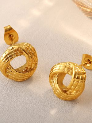 New Chinese Retro Twist Snake Stud Earrings Stainless Steel Asymmetric Classic Style Little Fairy Graceful Earrings