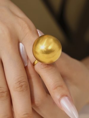 INS Weight Color Glaze Large Ball Ring Fashionable Atmosphere Stainless Steel 18K Gold Plating Exaggerated Open Ring