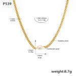 color: P539-Freshwater Pearl Necklace -34+5cm