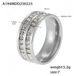 color: A194-Steel Color Double-row Full Pave Zircon Ring / size: US 4