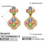 color: TXF599-A Style Colorful Zircon Gold Earrings