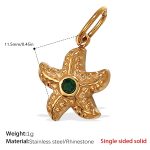 color: PJ302GNG Green Rhinestone Solid Gold Pendant