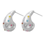 color: F1007-Multicolor Rhinestone Steel Color Earrings