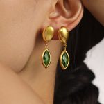 Cut Czech Crystal Glass Earrings Light Luxury Temperament High Grade Stainless Steel 18K Gold Plating Jewelry Earrings