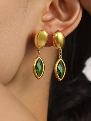 Cut Czech Crystal Glass Earrings Light Luxury Temperament High Grade Stainless Steel 18K Gold Plating Jewelry Earrings