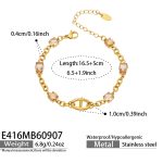 color: E416-Champagne Zircon Gold Box Link Bracelet -16.5+5cm