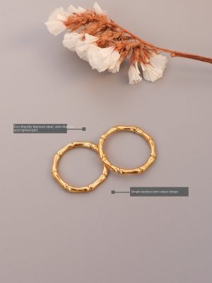 Simple All-Match Bamboo Ring Female Ring High-Rise Jewelry Stainless Steel Material 18K Gold Plating A084