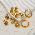 Stainless Steel 18K Gold Winding Circle Ear Studs Female Temperament High-Grade Earrings