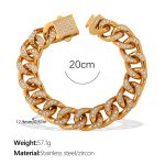 color: SL435WEG White Zircon Gold Cuban Bracelet