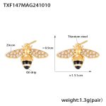 color: TXF147-Gold Bee Earrings