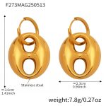 color: F273-Gold Coffee Bean Hollow Earrings