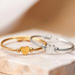 Stainless Steel Heart Adjustable Opening Bracelet 18K Gold Plating All-Match Elastic Bracelet Ornament