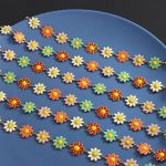 Personalized Creative Idyllic Colorful Small Flower Drop Oil SUNFLOWER Chain Stitching Necklace Bracelet Jewelry Set