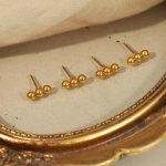 New Design Simple Personality Stainless Steel Gold Plated Geometric round Steel Ball Earrings Female Accessories