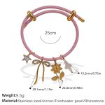 color: SL227PKG Pink Cord Multi-charm Bangle