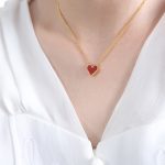 color: P436-Gold Red Acrylic Necklace -40+5cm