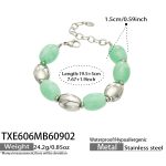 color: TXE606-Light Green Color Resin Steel Color Bracelet -19.5+5cm