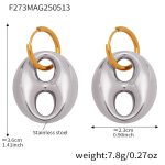 color: F273-Two-tone Steel Coffee Bean Hollow Earrings