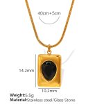 color: XL298 Black Stone Gold Necklace