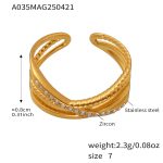 color: A035-Gold 5A Zircon Ring -Size 7 / size: US 7