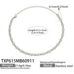 color: TXP615-White Zircon Steel Color Necklace -31.5+12cm