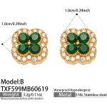 color: TXF599-B Style Green Zircon Gold Earrings