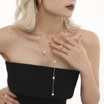 color: M055-Gold Imitation Pearl Tassel Sweater Chain