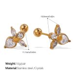 color: EH1002WEG Crystal Stone Gold Stud Earrings